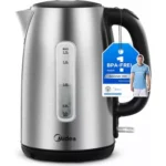 Midea MKE17M1ADS Wasserkocher 1,7L 2200W Edelstahl kabellos mit Schnellkochfunktion