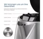 Midea MKE17M1ADS Wasserkocher 1,7L 2200W Edelstahl kabellos mit Schnellkochfunktion – Bild 4