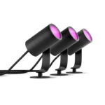 Philips Hue Lily Outdoor Spot schwarz 3er-Pack – RGBW, IP65, 1050 lm, 2000-6500 K, Hue Bridge erforderlich