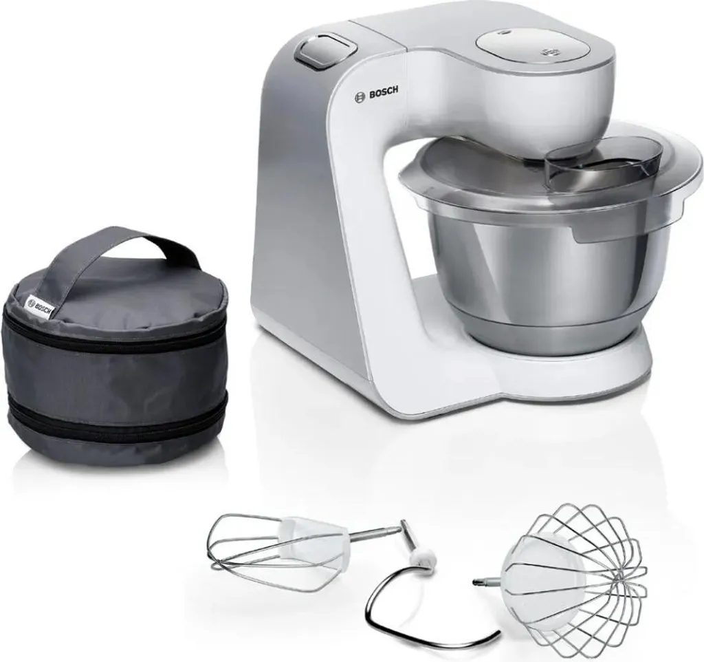 33f71b7ca3b20cdbe1c6c37ecf45a4f1 Bosch MUM58200 Küchenmaschine MUM5 Serie 4 – 1000 W, 3,9 l Edelstahlschüssel, 7 Geschwindigkeiten, inkl. Fleischwolf & Zitruspresse – Bild 1