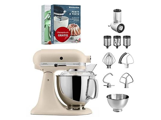 ASSET_MP_172656500 KitchenAid Artisan 5KSM175PSEFL Beginner-Set Küchenmaschine – 4,8 L, 300 W, 10 Geschwindigkeiten, Fresh Linen – Bild 1