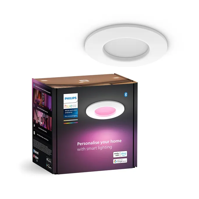 PI_302436675 Philips Hue Slim Recessed Spot weiß 90mm – RGBW, 700 lm, IP44, 2000-6500 K, Bluetooth & Bridge – Bild 1