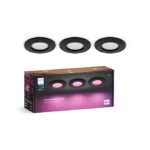 Philips Hue Slim Recessed Spot schwarz 90mm 3er-Pack – RGBW, 105° Abstrahlwinkel, IP44, Bluetooth & Bridge