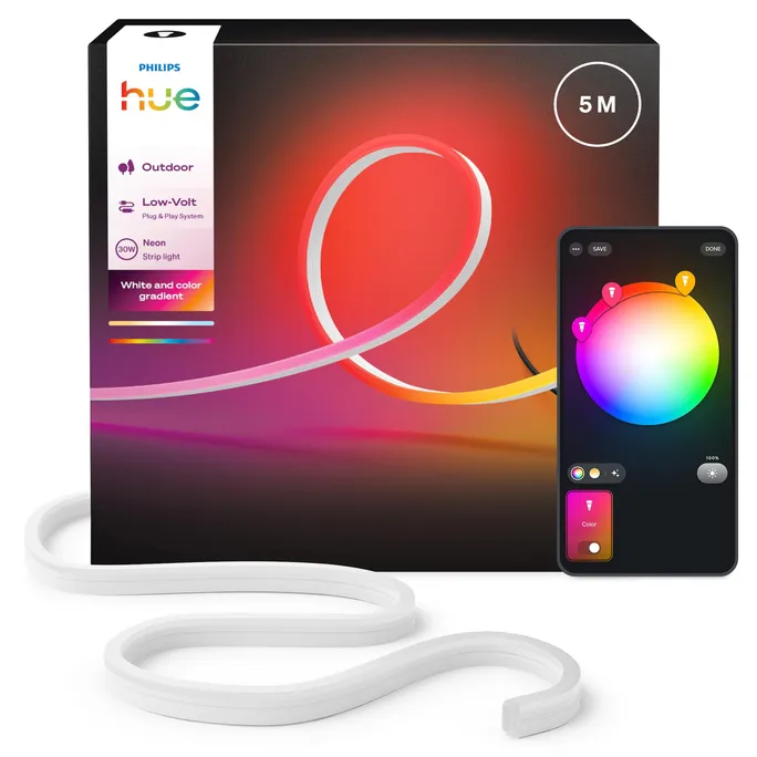 PI_725101624 Philips Hue Neon Gradient Outdoor Lightstrip 5m – RGBW, IP67, Chromasync™, 1100 lm, 2200-6500 K – Bild 1