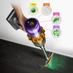 Dyson V15 Detect Absolute – Akku-Staubsauger, 240 AW, 60 Min. Laufzeit, Laserdüse, LCD-Display, Nickel/Gelb – Bild 4